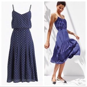 J Crew Silk Polka Dot Midi Pleated Dress